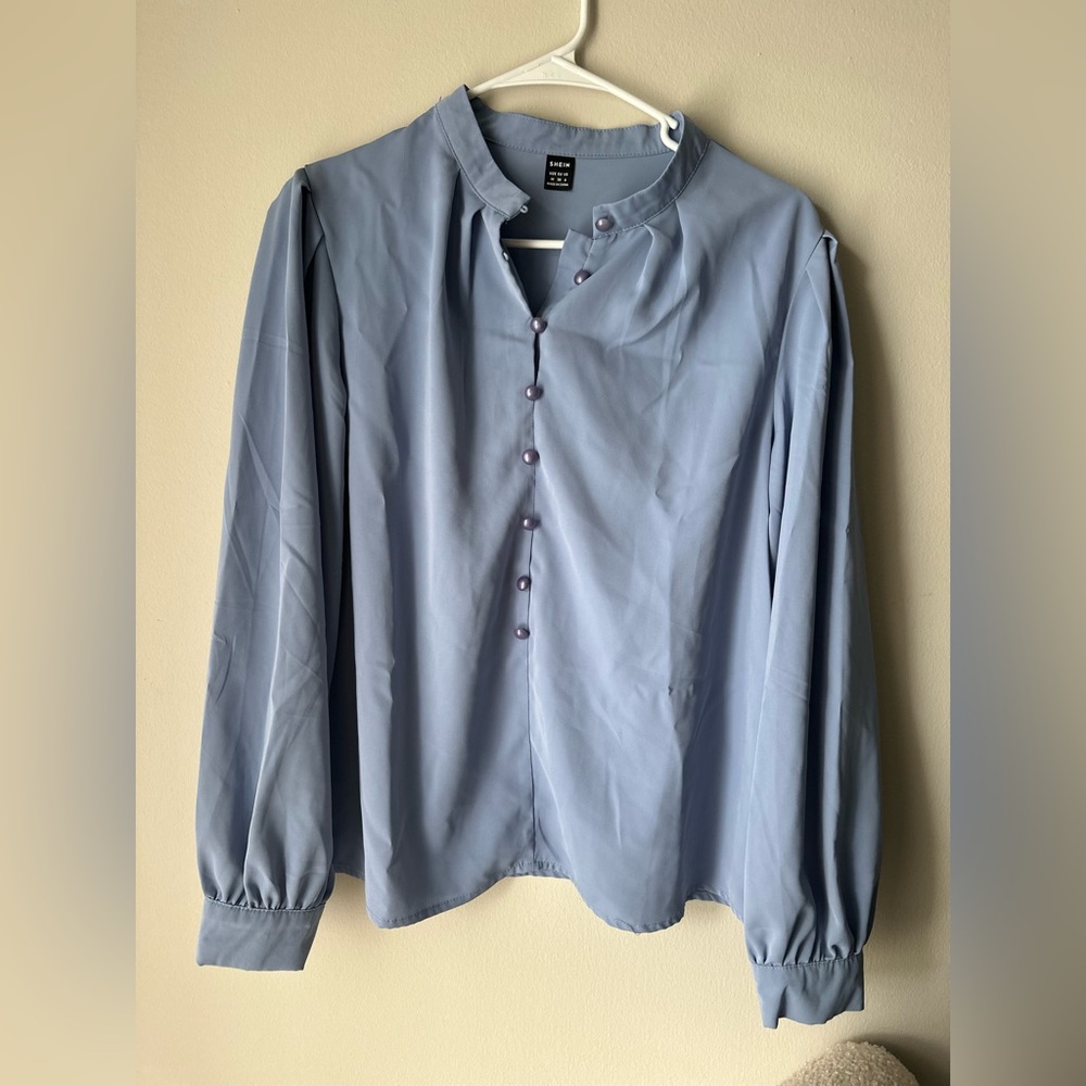 Light Blue Button-Up Blouse